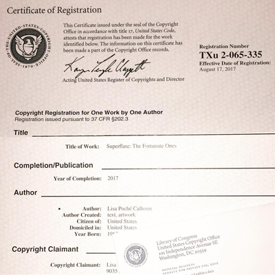 Superflare: The Fortunate One's copyright certificate